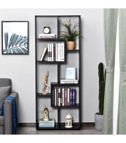 Estantería Moderna Biblioteca Estrecha con 8 Estantes Librería para Salón Dormitorio Estudio 70x24x178 cm Negro