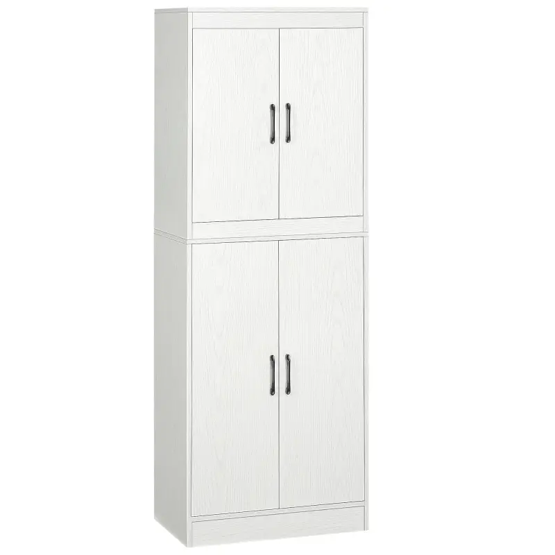 Alacena de Cocina Mueble Auxiliar con 4 Puertas y 5 Estantes Abiertos 60x36x168 cm Blanco
