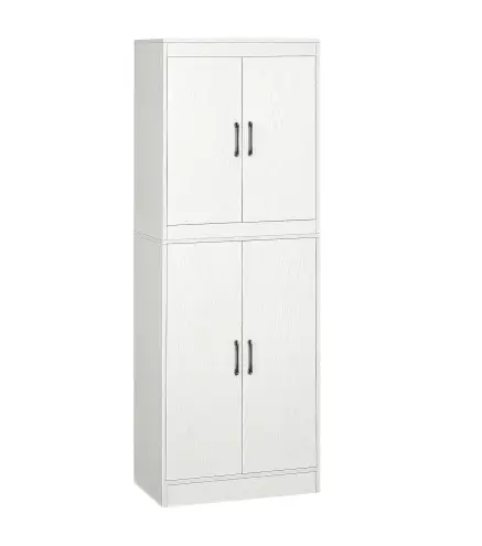 Alacena de Cocina Mueble Auxiliar con 4 Puertas y 5 Estantes Abiertos 60x36x168 cm Blanco