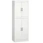 Alacena de Cocina Mueble Auxiliar con 4 Puertas y 5 Estantes Abiertos 60x36x168 cm Blanco
