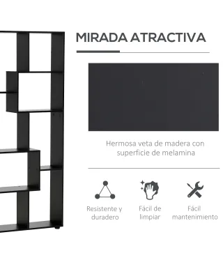 Estantería Moderna Biblioteca Estrecha con 8 Estantes Librería para Salón Dormitorio Estudio 70x24x178 cm Negro