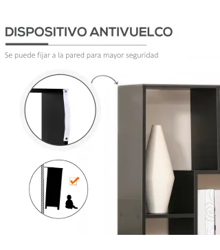 Estantería Moderna Biblioteca Estrecha con 8 Estantes Librería para Salón Dormitorio Estudio 70x24x178 cm Negro