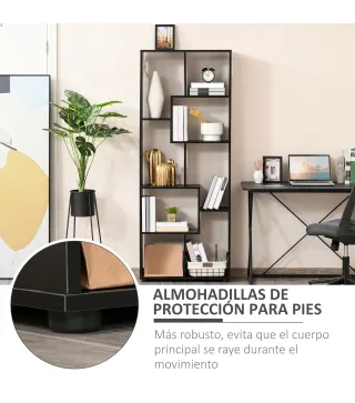 Estantería Moderna Biblioteca Estrecha con 8 Estantes Librería para Salón Dormitorio Estudio 70x24x178 cm Negro