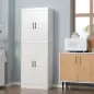 Alacena de Cocina Mueble Auxiliar con 4 Puertas y 5 Estantes Abiertos 60x36x168 cm Blanco