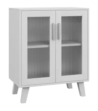 Aparador de 2 Puertas Aparador de Salón con 2 Estantes Puertas Transparentes para Cocina Entrada Blanco 61x35x75 cm