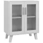 Aparador de 2 Puertas Aparador de Salón con 2 Estantes Puertas Transparentes para Cocina Entrada Blanco 61x35x75 cm