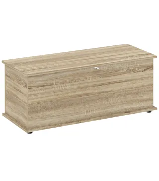 Banco de Almacenaje con Bisagra de Seguridad Estilo Moderno para Pasillo Dormitorio Salón 100x40x40 cm Roble