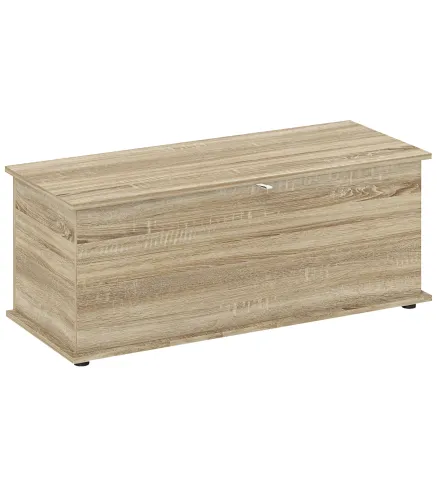 Banco de Almacenaje con Bisagra de Seguridad Estilo Moderno para Pasillo Dormitorio Salón 100x40x40 cm Roble