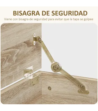 Banco de Almacenaje con Bisagra de Seguridad Estilo Moderno para Pasillo Dormitorio Salón 100x40x40 cm Roble