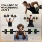 Juego de Mancuernas Ajustables 20 kg 3 en 1 con Barras de Conexión y Mangos Antideslizantes para Gimnasio en Casa Verde