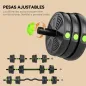Juego de Mancuernas Ajustables 20 kg 3 en 1 con Barras de Conexión y Mangos Antideslizantes para Gimnasio en Casa Verde