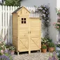 Caseta de Jardín de Madera Armario para Herramientas con Estantes Desmontables y Puertas 106x57x167 cm Madera Natural
