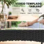 Conjunto Muebles Jardín de Ratán Sintético con Sofá Sillones y Mesa de Vidrio Templado y Cojines Negro y Crema