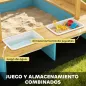 Arenero para Niños de Madera con Techo 3 Bancos 2 Cajas de PP Forro para Niños de 3-6 Años 128x118x121 cm Azul