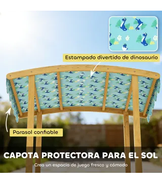 Arenero para Niños de Madera con Techo 3 Bancos 2 Cajas de PP Forro para Niños de 3-6 Años 128x118x121 cm Azul