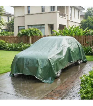 Lona Impermeable Exterior 4x6 m Toldo PE 90 g/m² Protección UV con Ojales Reforzados para Leña Muebles de Jardín Verde