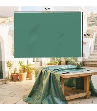 Lona Impermeable Exterior 4x6 m Toldo PE 90 g/m² Protección UV con Ojales Reforzados para Leña Muebles de Jardín Verde
