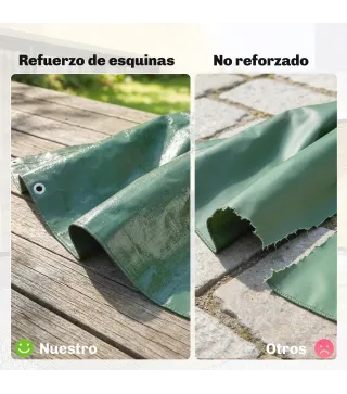 Lona Impermeable Exterior 4x6 m Toldo PE 90 g/m² Protección UV con Ojales Reforzados para Leña Muebles de Jardín Verde