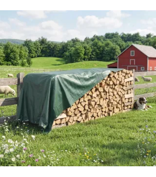 Lona Impermeable Exterior 4x6 m Toldo PE 90 g/m² Protección UV con Ojales Reforzados para Leña Muebles de Jardín Verde