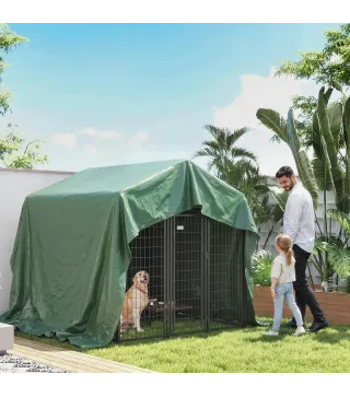 Lona Impermeable Exterior 4x6 m Toldo PE 90 g/m² Protección UV con Ojales Reforzados para Leña Muebles de Jardín Verde