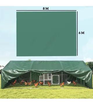 Lona Impermeable Exterior 6x8 m Toldo PE 90 g/m² Protección UV con Ojales Reforzados para Leña Muebles de Jardín Verde