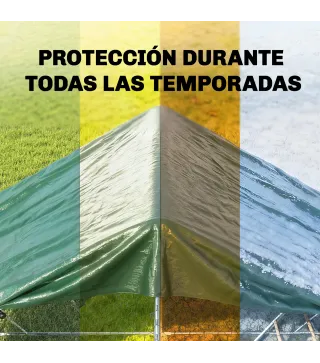 Lona Impermeable Exterior 6x8 m Toldo PE 90 g/m² Protección UV con Ojales Reforzados para Leña Muebles de Jardín Verde
