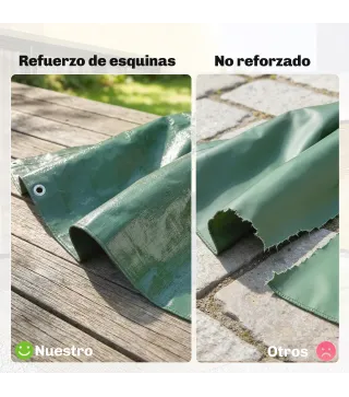 Lona Impermeable Exterior 6x8 m Toldo PE 90 g/m² Protección UV con Ojales Reforzados para Leña Muebles de Jardín Verde