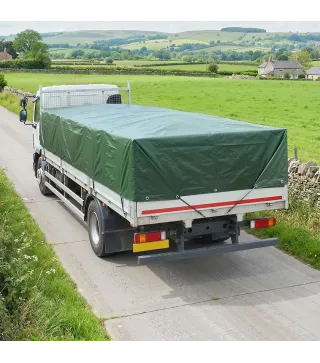 Lona Impermeable Exterior 6x8 m Toldo PE 90 g/m² Protección UV con Ojales Reforzados para Leña Muebles de Jardín Verde