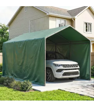 Lona Impermeable Exterior 6x8 m Toldo PE 90 g/m² Protección UV con Ojales Reforzados para Leña Muebles de Jardín Verde