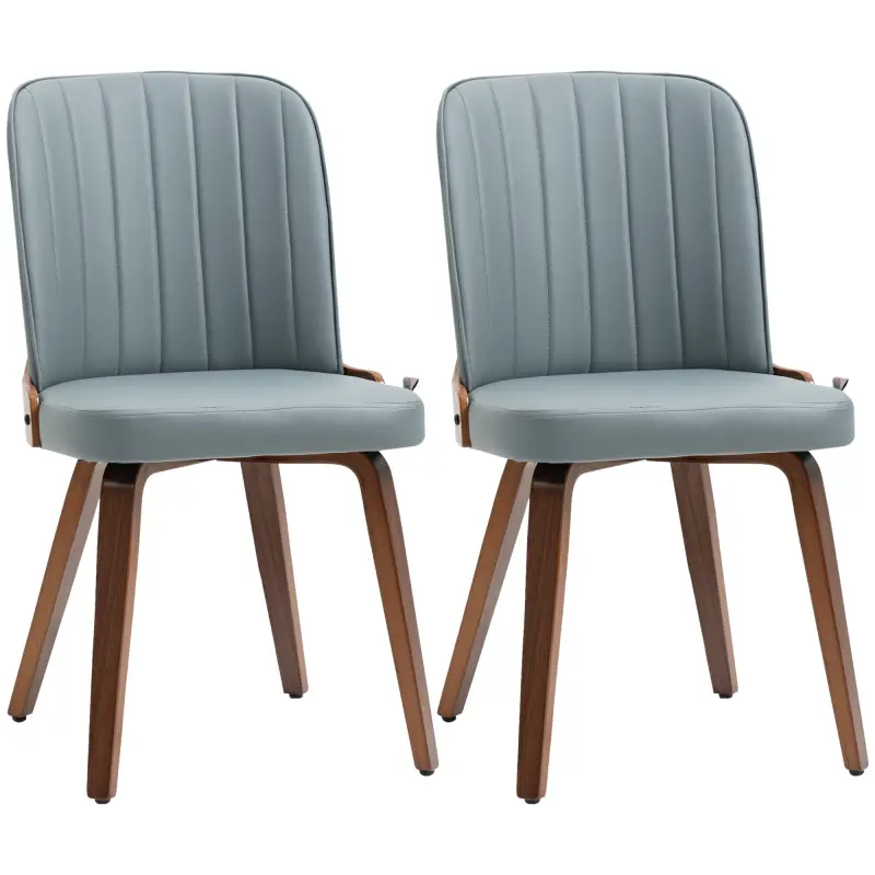 Juego de 2 Sillas de Comedor Modernas con Asiento Tapizado en Cuero Sintético y Patas de Madera 47,5x57x85cm Gris Juego de 2 Sillas de Comedor Modernas con Asiento Tapizado en Cuero Sintético y Patas de Madera 47,5x57x85cm Gris
