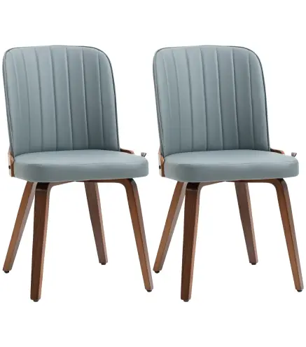 Juego de 2 Sillas de Comedor Modernas con Asiento Tapizado en Cuero Sintético y Patas de Madera 47,5x57x85cm Gris