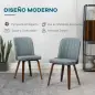 Juego de 2 Sillas de Comedor Modernas con Asiento Tapizado en Cuero Sintético y Patas de Madera 47,5x57x85cm Gris Juego de 2 Sillas de Comedor Modernas con Asiento Tapizado en Cuero Sintético y Patas de Madera 47,5x57x85cm Gris