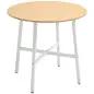 Mesa de Comedor Redonda Mesa de Cocina Moderna para 4 Personas con Patas de Acero para Salón Ø80x76 cm Natural y Blanco