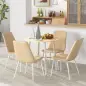Mesa de Comedor Redonda Mesa de Cocina Moderna para 4 Personas con Patas de Acero para Salón Ø80x76 cm Natural y Blanco