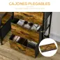 Cajonera con 3 Cajones de Tela Plegable y Estante Abierto Sifonier para Salón Oficina 44x29x92 cm Marrón Rústico