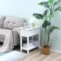 Mesa Auxiliar con Tapa Abatible Estante y Orificio para Cables para Salón Cama Dormitorio 60,5x32,5x70 cm Blanco