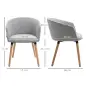 Silla de Comedor Tapizada en Lino Sintético Transpirable con Asiento Acolchado y Patas de Madera 57x56x72cm Gris