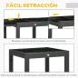 Mesa de Jardín Extensible de Aluminio Mesa Rectangular con Encimera de Vidrio Templado para Terraza 80-160x80x75cm Negro