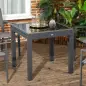 Mesa de Jardín Extensible de Aluminio Mesa Rectangular con Encimera de Vidrio Templado para Terraza 80-160x80x75cm Negro