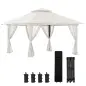 Carpa Plegable Pop-up con Altura Ajustable Protección UV50+ Doble Techo y Mosquiteras 4x4x2,8 m Crema