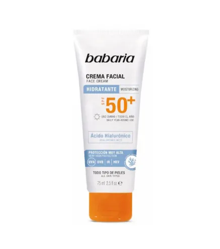 BABARIA HIDRATANTE CREMA FACIAL SPF50+ TODO TIPO DE PIEL 75ML