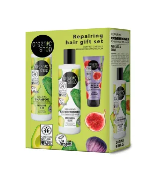 ORGANIC SHOP AGUACATE CHAMPU 280ML + AGUACATE ACONDICIONADOR 280ML + HIGO EXFOLIANTE CORPORAL 75ML