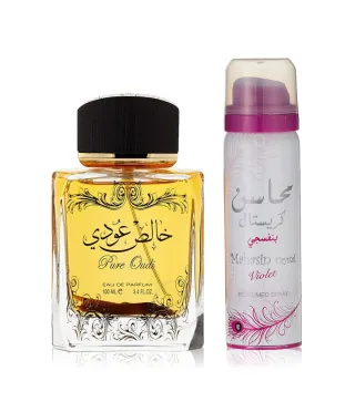 LATTAFA PURE OUDI EAU DE PARFUM 100ML VAPORIZADOR + DESODORANTE 50ML VAPORIZADOR