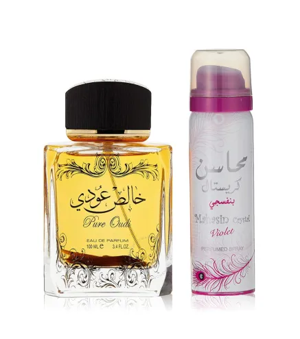 LATTAFA PURE OUDI EAU DE PARFUM 100ML VAPORIZADOR + DESODORANTE 50ML VAPORIZADOR