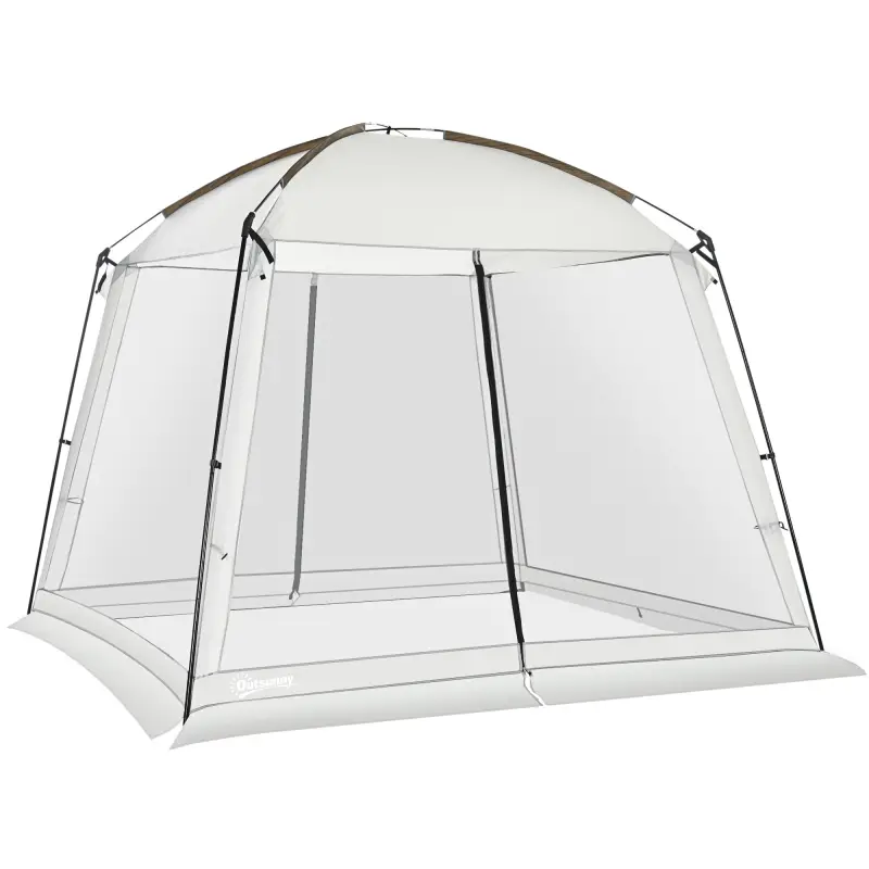 Carpa de Jardín 3x3 m para 6-8 Personas con 4 Mosquiteras y 2 Puertas Protección UV50+ con Bolsa de Transporte Blanco