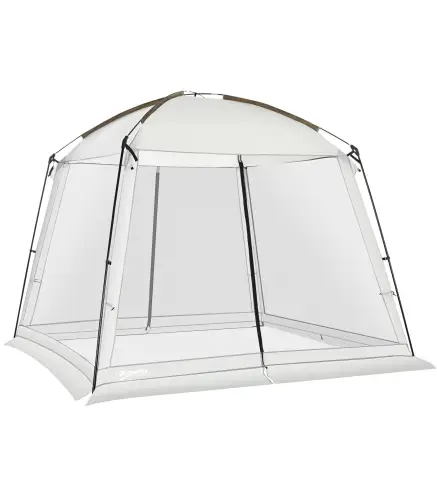 Carpa de Jardín 3x3 m para 6-8 Personas con 4 Mosquiteras y 2 Puertas Protección UV50+ con Bolsa de Transporte Blanco