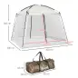 Carpa de Jardín 3x3 m para 6-8 Personas con 4 Mosquiteras y 2 Puertas Protección UV50+ con Bolsa de Transporte Blanco