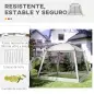 Carpa de Jardín 3x3 m para 6-8 Personas con 4 Mosquiteras y 2 Puertas Protección UV50+ con Bolsa de Transporte Blanco