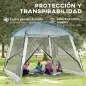 Carpa de Jardín 3x3 m para 6-8 Personas con 4 Mosquiteras y 2 Puertas Protección UV50+ con Bolsa de Transporte Blanco
