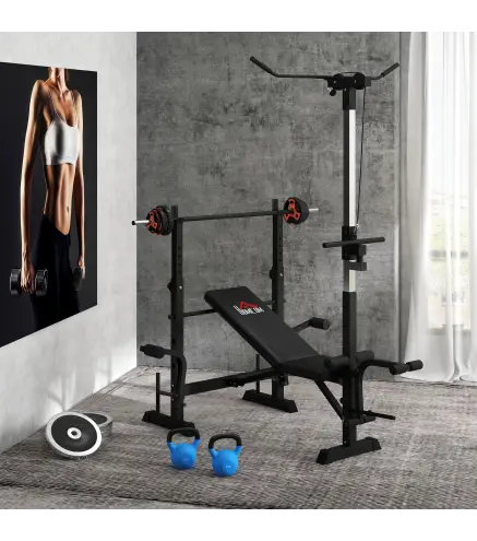 Juego de Barra de Pesas con 6 Discos de Diferentes Pesos para Entrenamiento de Fuerza Ø27x140 cm Negro y Rojo